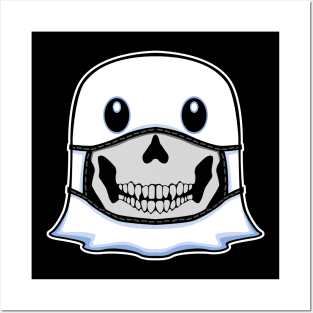 Ghost Halloween with Skull Mask Posters and Art